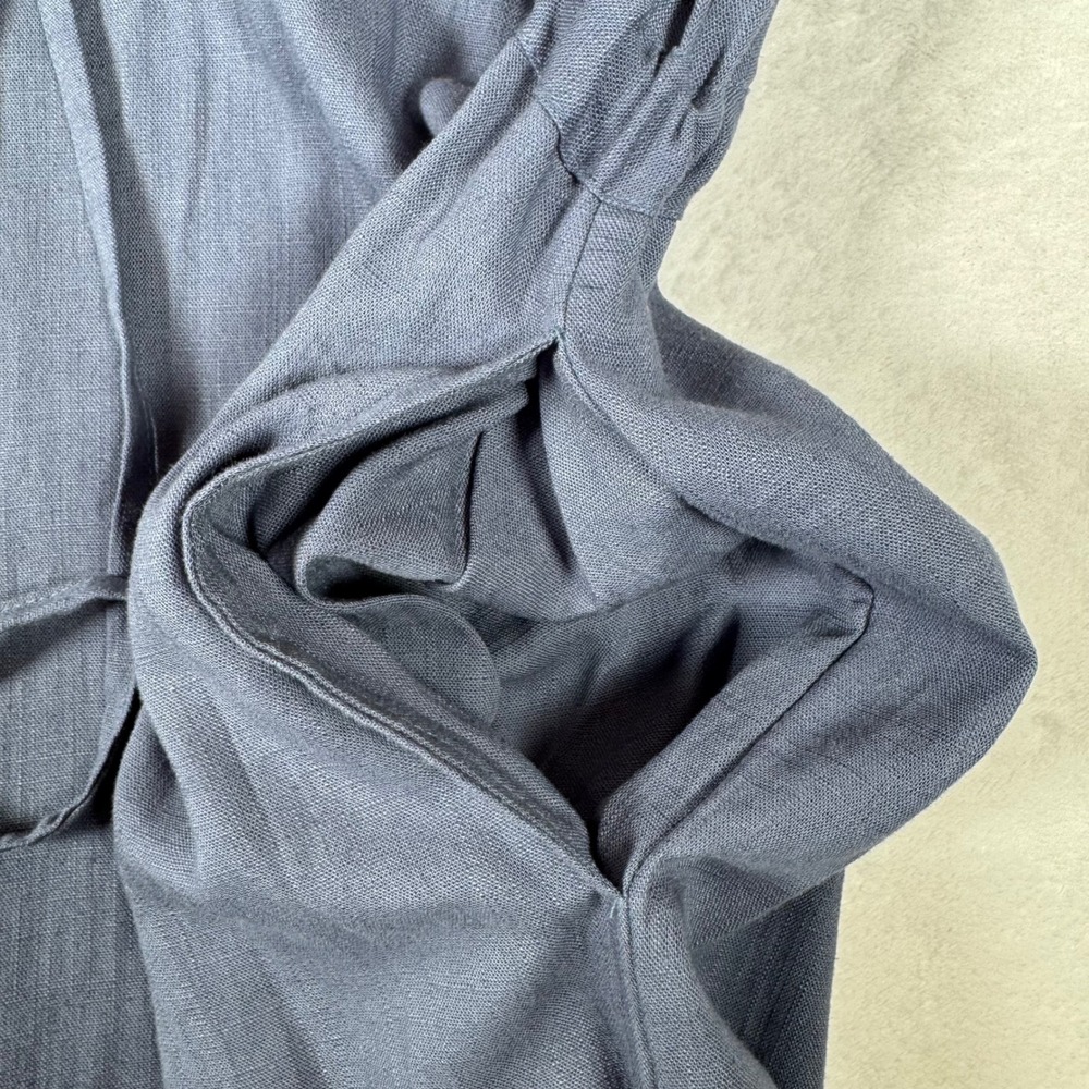 Dandelio Handmade Linen Cotton Cinch Drawstring Dress Blue L/XL | Oversized Midi - Picture 11 of 11